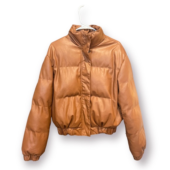 Forever 21 Jackets & Blazers - Forever 21 Faux Leather Bomber Quilted Jacket Brown